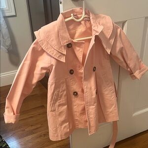 Pink Kids Jacket with Ruffled Collar